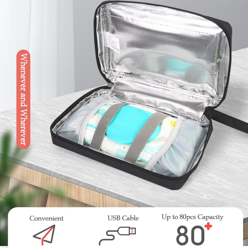 DURASIKO Portable USB Car Wipes Heater Warmer with Digital Display Screen,5V/10W Baby Wipes Thermostat Heating Bag,Heating Temperature Adjustable,Up to 80Pcs Wipes Capacity,for Car/Home/Travel/Camping - Image 2